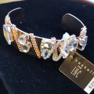 M. Haskell Crystal Chain Rose Gold Cuff Bracelet